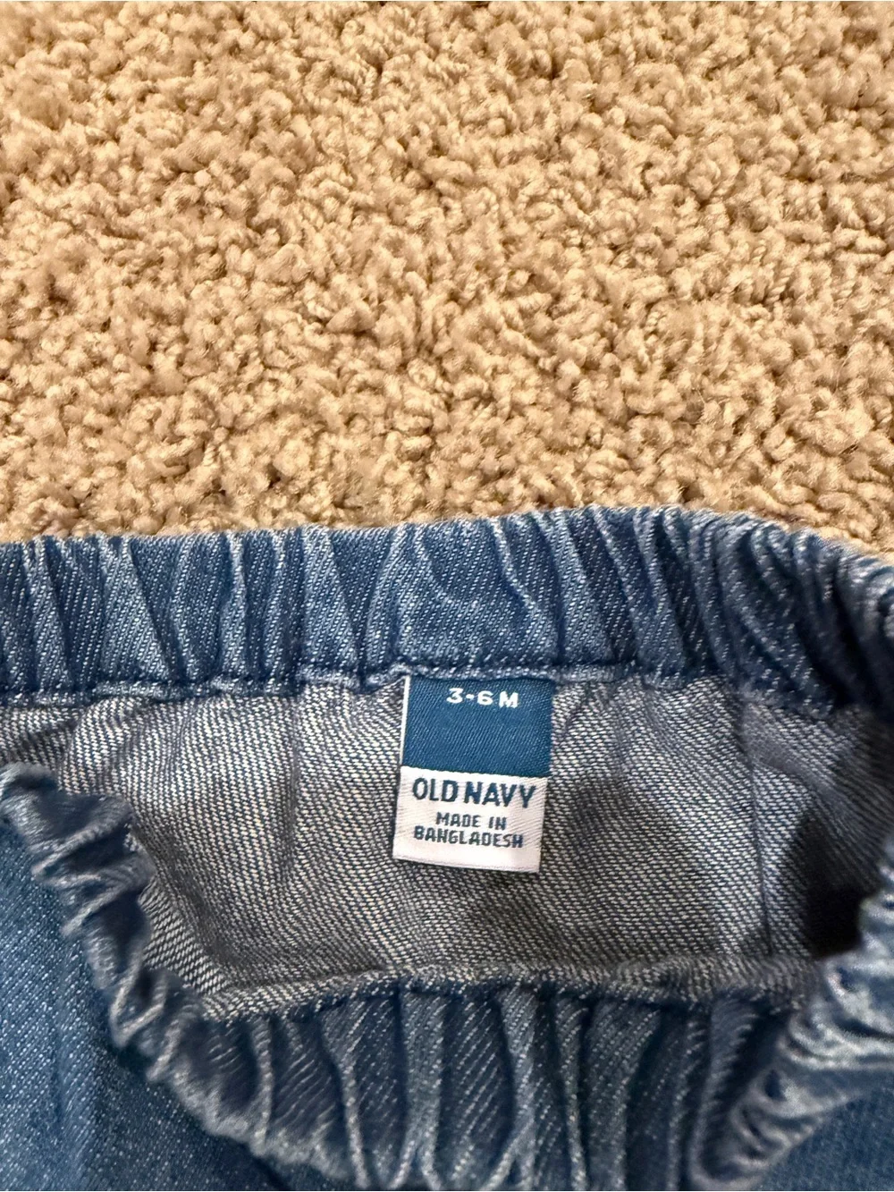 Old Navy Elastic Waist & Cuff Soft Blue Denim Pants 3-6M